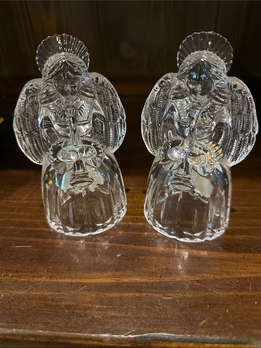 Mikasa Clear Glass Angel Candle Holders - Pair